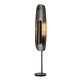 Shield Floor Lamp Tall, shown in Black, Clear Steel, by Hubbardton Forge