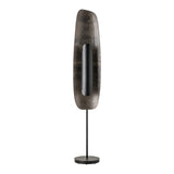 Shield Floor Lamp Tall, shown in Black, Clear Steel, by Hubbardton Forge