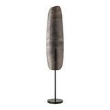 Shield Floor Lamp Tall, shown in Black, Clear Steel, by Hubbardton Forge