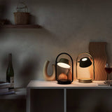 Shiny Black Olo Ring Portable Table Lamp by Seed Design
