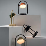Shiny Black Olo Ring Portable Table Lamp by Seed Design
