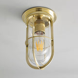 Ship s Companionway Outdoor Flushmount Polished Brass And Clear Glass By Original BTC Front View