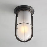 Ship s Companionway Outdoor Flushmount Weathered Brass And Frosted Glass By Original BTC With Light