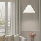 Short Fluted Ceramic Pendant by Justice Design in Living Room