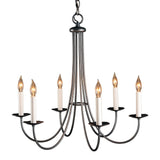 Simple Sweep 6 Arm Chandelier, shown in Natural Iron, by Hubbardton Forge
