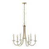 Simple Sweep 6 Arm Chandelier in Modern Brass by Hubbardton Forge