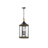 Simpson Outdoor Pendant 10'' Matte Black + Textured Gold
