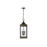 Simpson Outdoor Pendant 10'' Matte Black + Textured Gold
