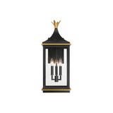 Simpson Outdoor Wall Sconce 10" Matte Black + Textured Gold