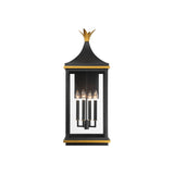 Simpson Outdoor Wall Sconce 12.25" Matte Black + Textured Gold