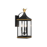 Simpson Outdoor Wall Sconce 8" Matte Black + Textured Gold