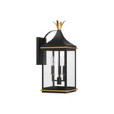 Simpson Outdoor Wall Sconce 8" Matte Black + Textured Gold