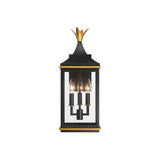 Simpson Outdoor Wall Sconce 8" Matte Black + Textured Gold