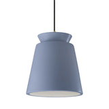 Sky Blue Black Cord Trapezoid Tall Ceramic Pendant by Justice Design
