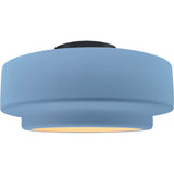 Sky Blue Matte Black Ceramic Small Tier Semi-Flush by Justice Design