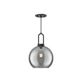 Soji Globe Pendant — 10 Inch, Matte Black/Smoked Solid Glass