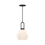 Soji Globe Pendant — 8 Inch, Matte Black/Opal Matte Glass