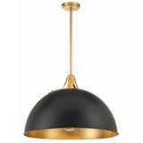 Soto Pendant Matte Black Antique Gold Large By Crystorama