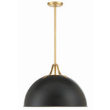Soto Pendant Matte Black Antique Gold Medium By Crystorama - Side View