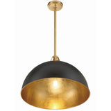 Soto Pendant Matte Black Antique Gold Medium By Crystorama - With Light
