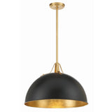 Soto Pendant Matte Black Antique Gold Medium By Crystorama