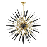 Sparta Chandelier - 48 Inch, 18-Light - Aged Brass with Black & Clear Shards by Hudson Valley