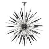 Sparta Chandelier - 48 Inch, 18-Light - Polished Nickel with Black & Clear Shards by Hudson Valley