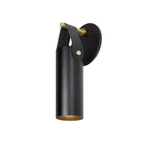 Spero Wall Sconce by Cerno - Black with black leather strap