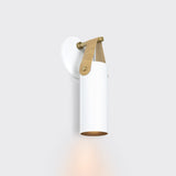 Spero Wall Sconce by Cerno - White with tan leather strap