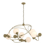 Sprig Circular Chandelier - Modern Brass Opal Glass