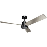 Spyn Lite Ceiling Fan Satin Black Silver Gray By Kichler - Front View