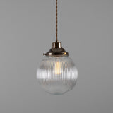 Stanley Holophane Pendant - Antique Brass