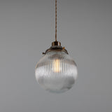 Stanley Holophane Pendant - Antique Brass