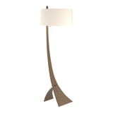 Stasis Floor Lamp in Bronze, Flax Shade by Hubbardton Forge