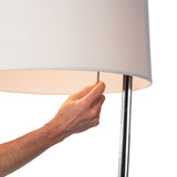Stasis Floor Lamp detail in Ink, Natural Anna Shade, by Hubbardton Forge