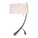 Stasis Table Lamp in Bronze, Flax Shade by Hubbardton Forge