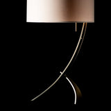 Stasis Table Lamp detail in Modern Brass, Flax Shade, by Hubbardton Forge