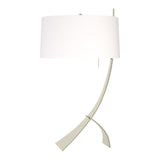 Stasis Table Lamp in Sterling, Natural Anna Shade by Hubbardton Forge