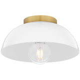 Stu Flush Mount Lacquered Brass Cased Opal By Lark Living - Side View1