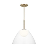 Suma Pendant — 16", White Opal Etched, Satin Brass