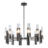Summit Chandelier 12 Light, shown in Dark Smoke, Clear Glass, by Hubbardton Forge