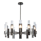 Summit Chandelier 12 Light, shown in Dark Smoke, Clear Glass, by Hubbardton Forge