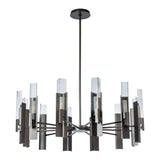 Summit Chandelier 12 Light, shown in Dark Smoke, Clear Glass, by Hubbardton Forge