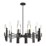 Summit Chandelier 12 Light in Dark Smoke, Frosted Glass by Hubbardton Forge