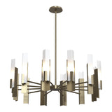 Summit Chandelier 12 Light in Soft Gold, Frosted Glass by Hubbardton Forge