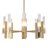 Summit Chandelier 8 Light, shown in Modern Brass, Frosted Glass, by Hubbardton Forge
