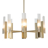 Summit Chandelier 8 Light, shown in Modern Brass, Frosted Glass, by Hubbardton Forge