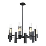 Summit Chandelier 8 Light in Black, Clear Glass by Hubbardton Forge