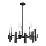 Summit Chandelier 8 Light in Black, Frosted Glass by Hubbardton Forge
