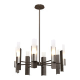 Summit Chandelier 8 Light in Bronze, Frosted Glass by Hubbardton Forge